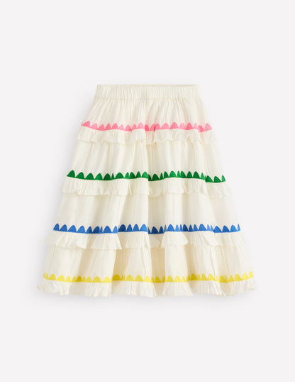 Ruffle Midi Skirt-Soft Ivory Rainbow-1