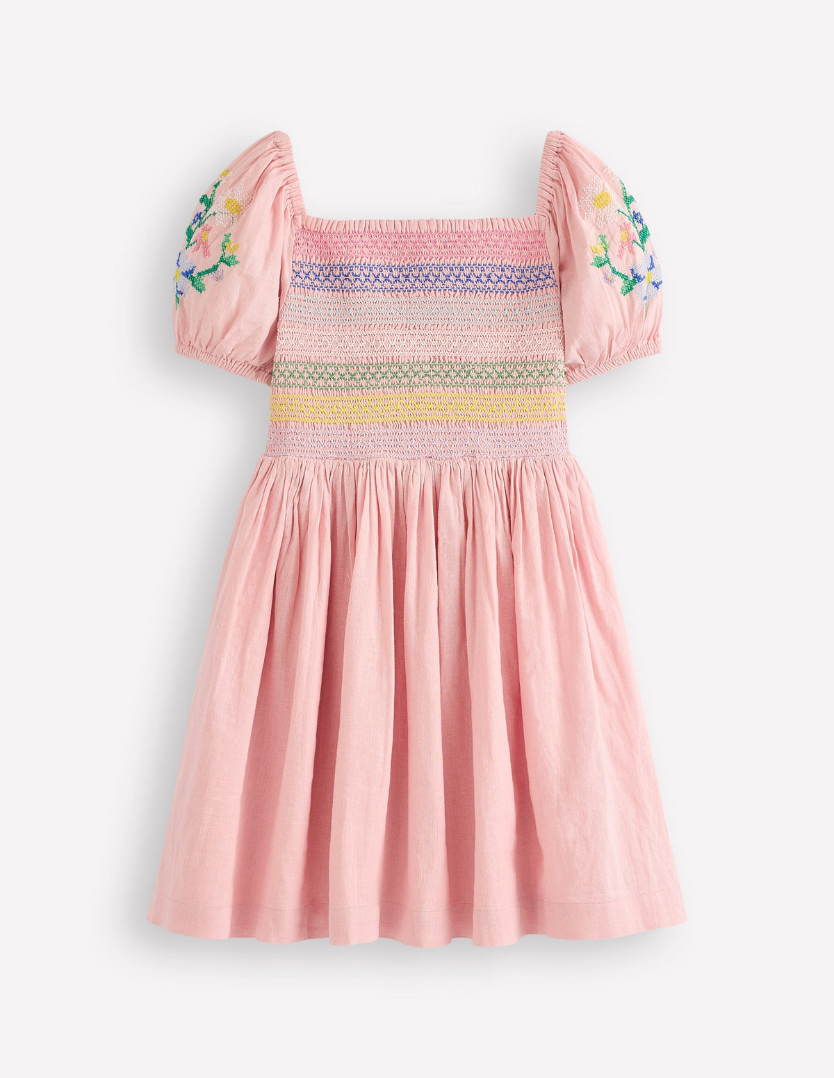 Gwendolyn Cotton Linen Dress-Pink-1