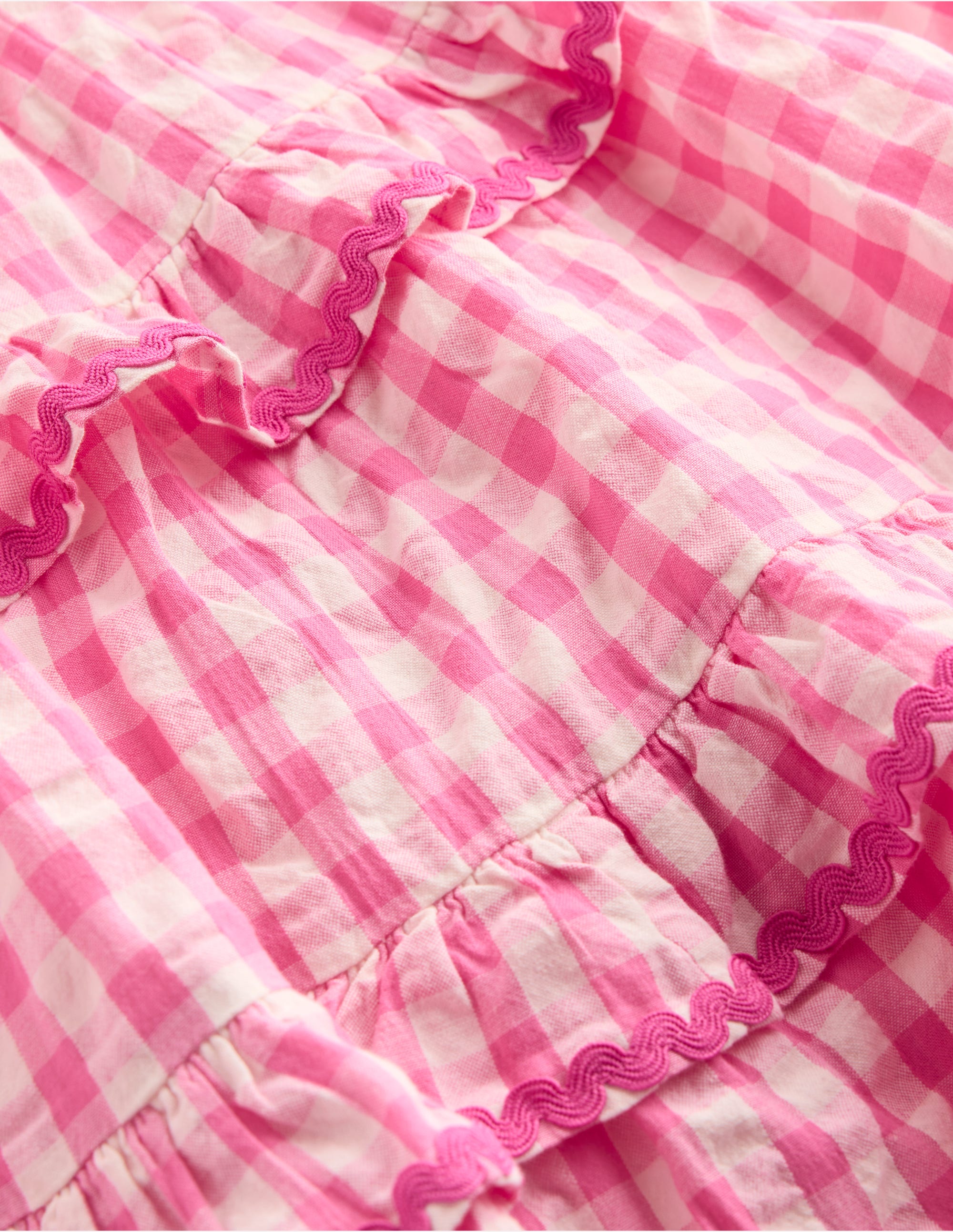Odette Tiered Woven Sundress-Pink Gingham Daisies - Image 3