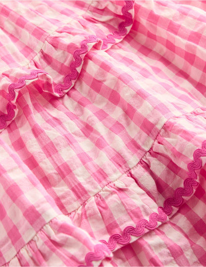 Odette Tiered Woven Sundress-Pink Gingham Daisies-3