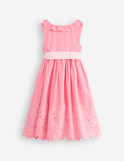 Flower Hem Occasion Dress-Salmon Pink-1