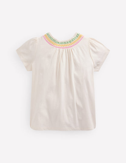 Jersey Smocked Top-Soft Ivory-2
