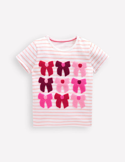 Bay Boucle T-Shirt-Stripe Bows-1