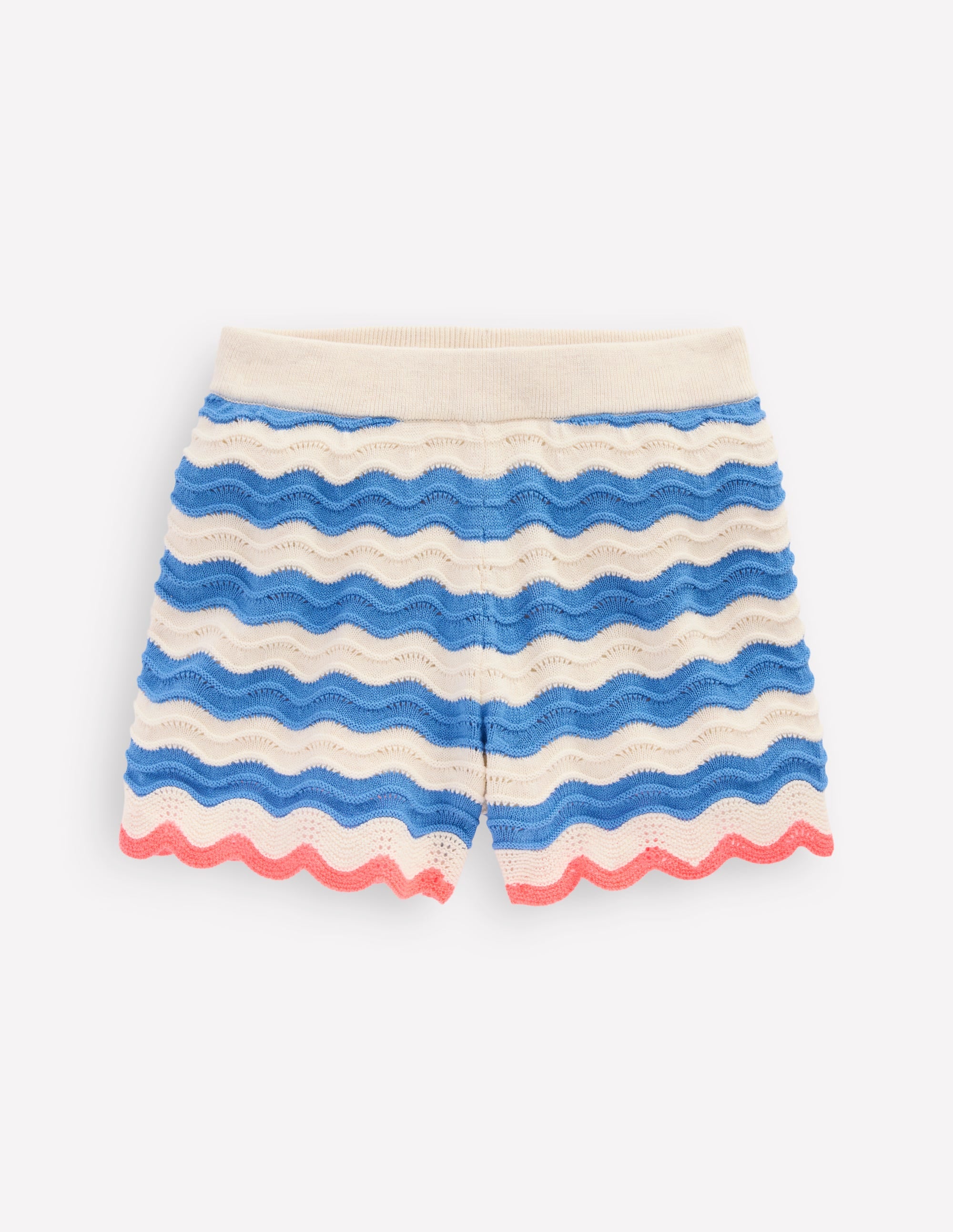 Knitted Shorts-Blue/ivory Stripe - Image 1