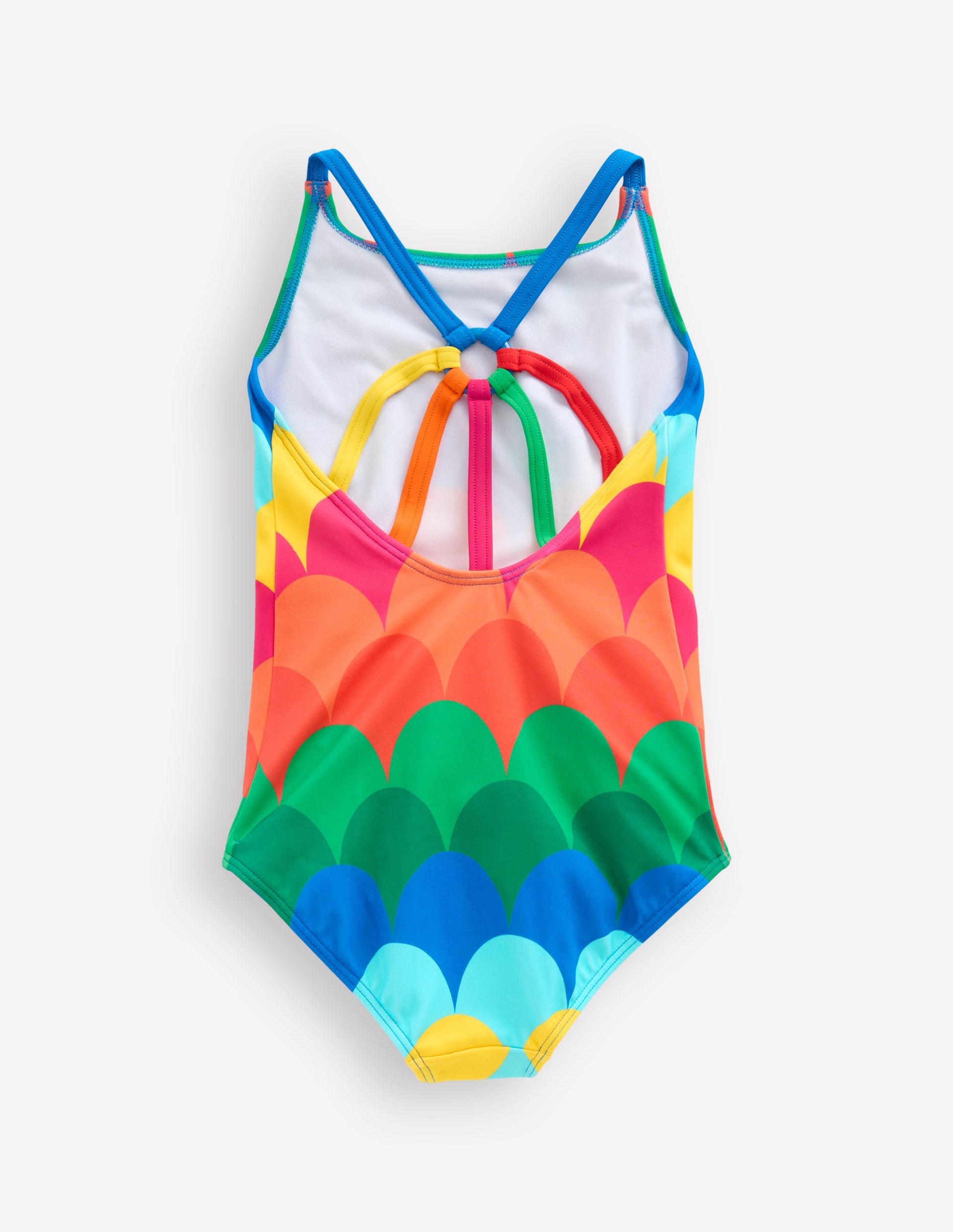 Selena Rainbow Strap Swimsuit-Multi Scallop Stripe-2