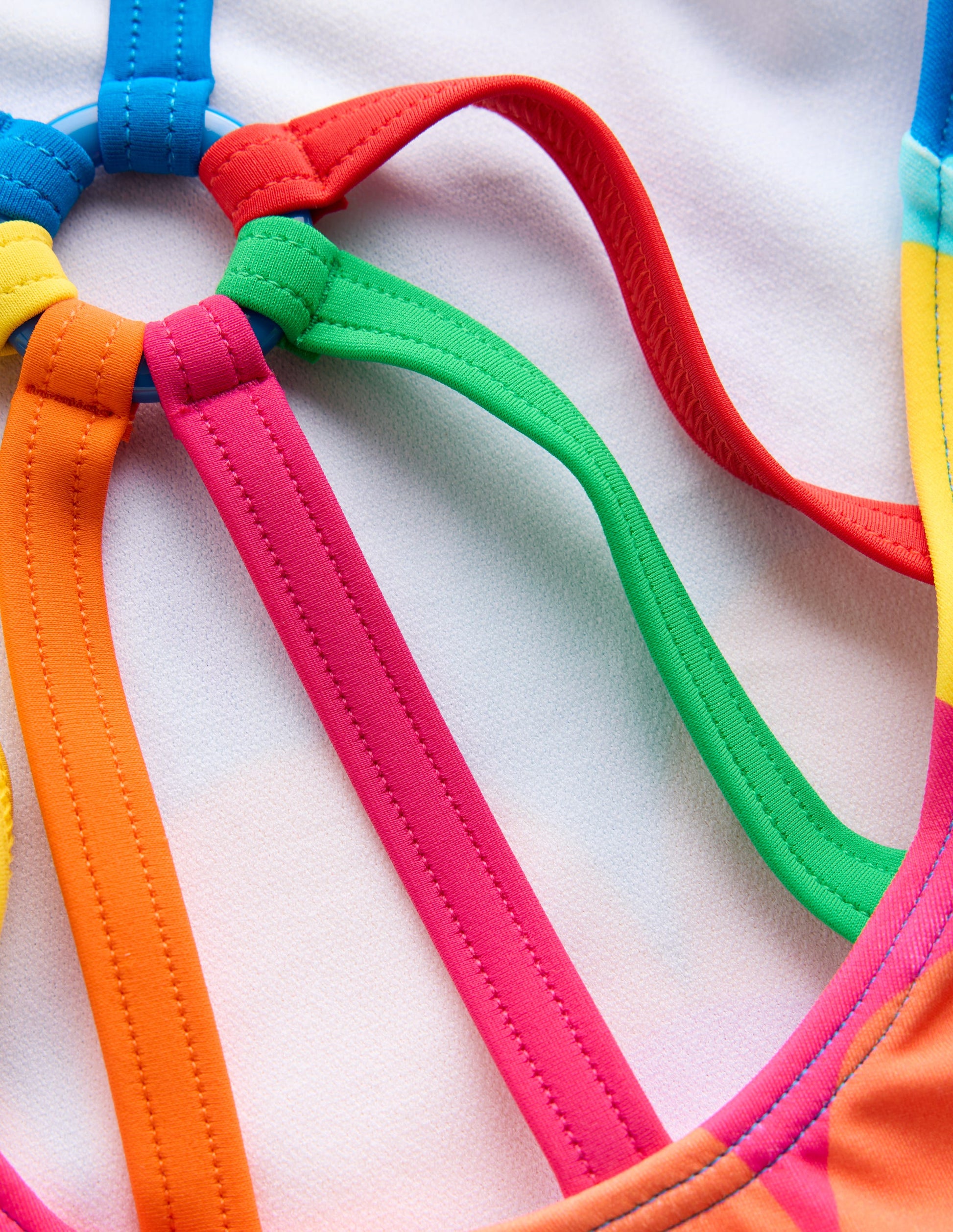 Selena Rainbow Strap Swimsuit-Multi Scallop Stripe-3