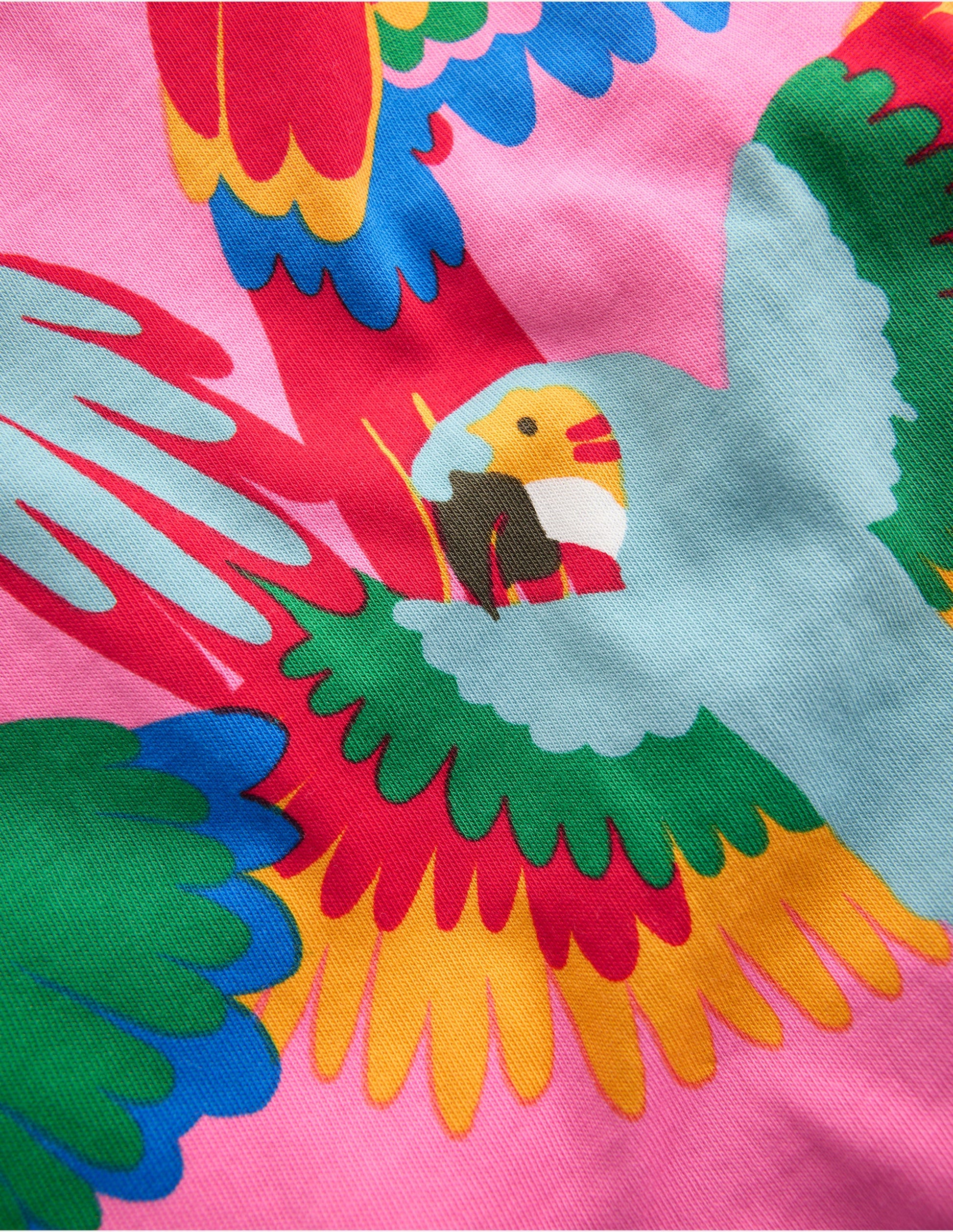 Frill Sleeve Printed Tee-Multi Rainbow Parrot-3