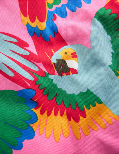 Frill Sleeve Printed Tee-Multi Rainbow Parrot-3