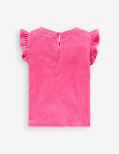 Relaxed Towelling Top-Sorbet Pink-2