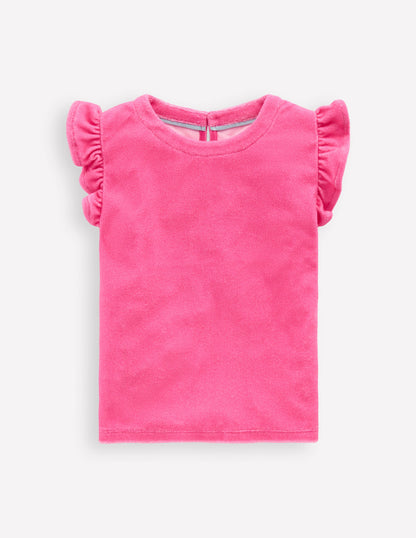 Relaxed Towelling Top-Sorbet Pink-1