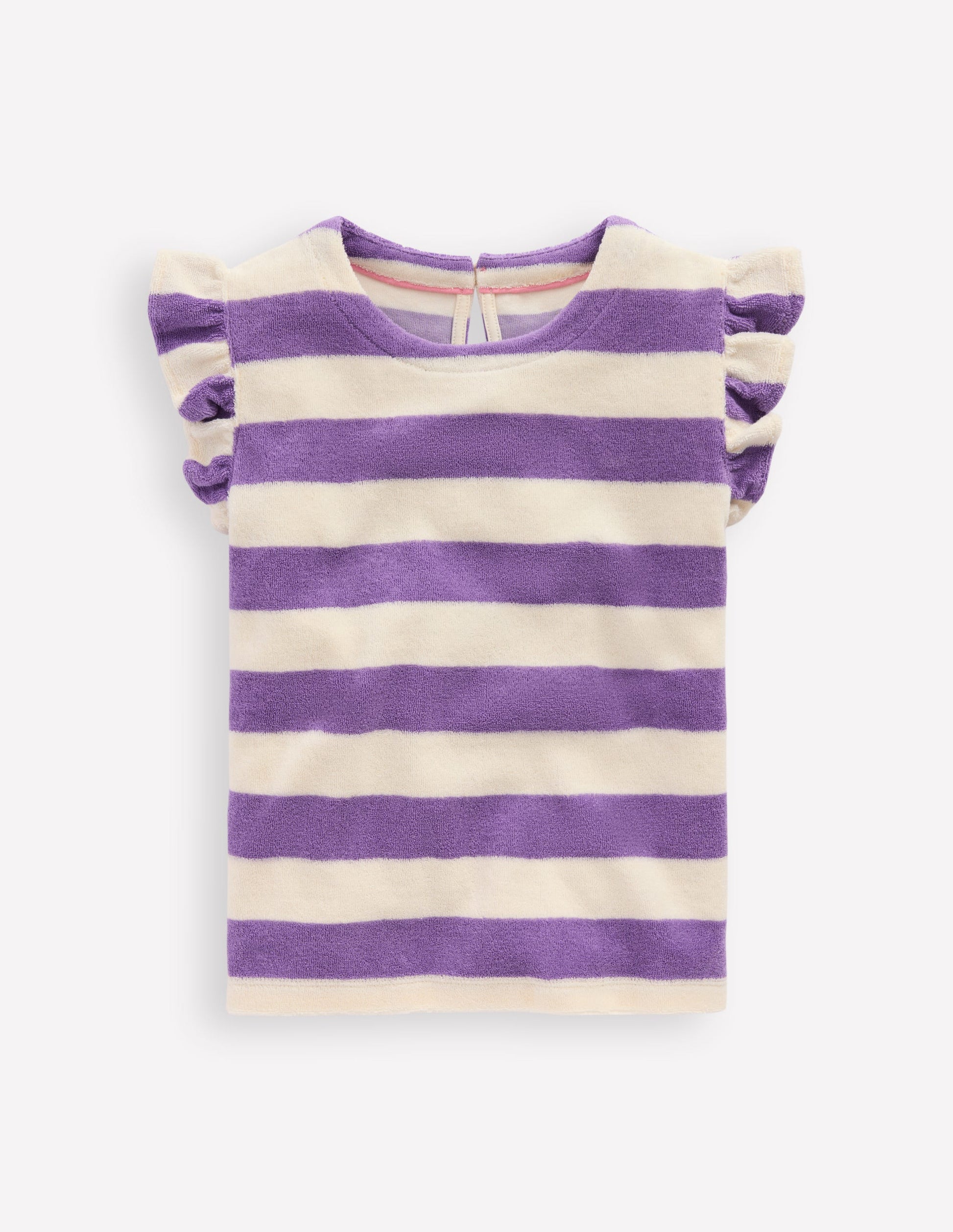 Relaxed Towelling Top-Soft Ivory/Aster Purple-1