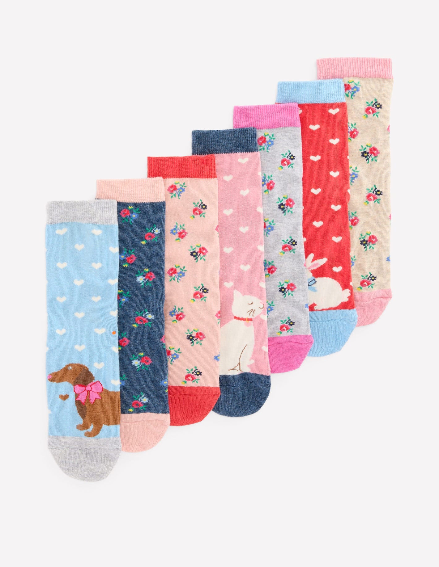 Socks 7 Pack-Valentines Animals