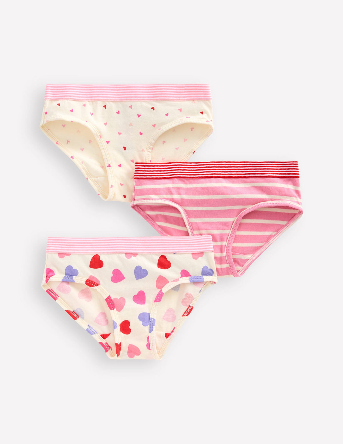 3-Pack Underwear-Stripe/Heart/Plain - Image 1