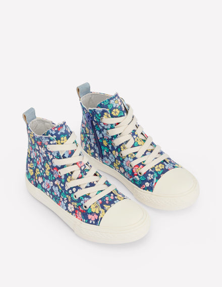 Canvas High Tops-Sapphire Blue Floral