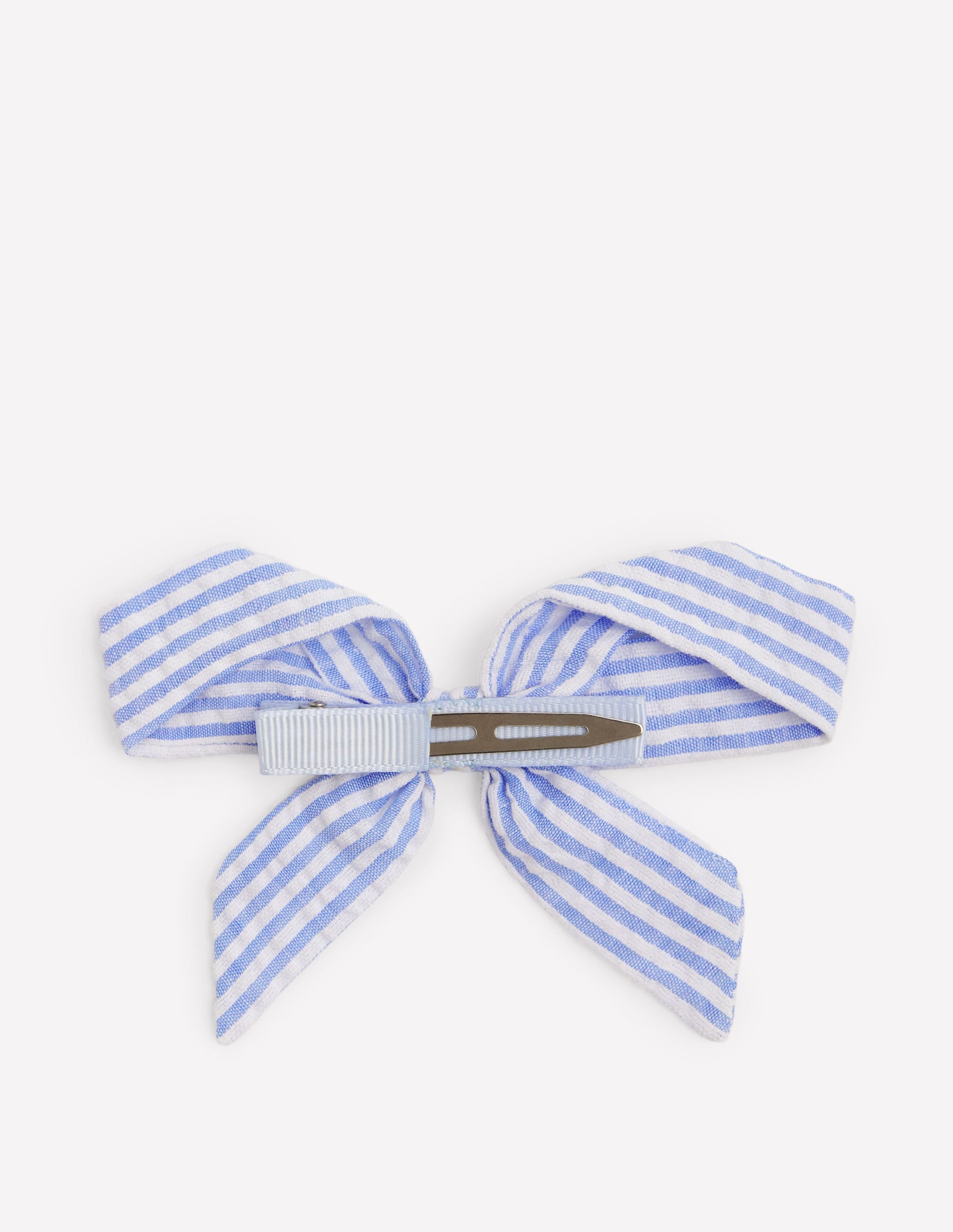Striped Hair Bow-Blue Ticking - Image 2