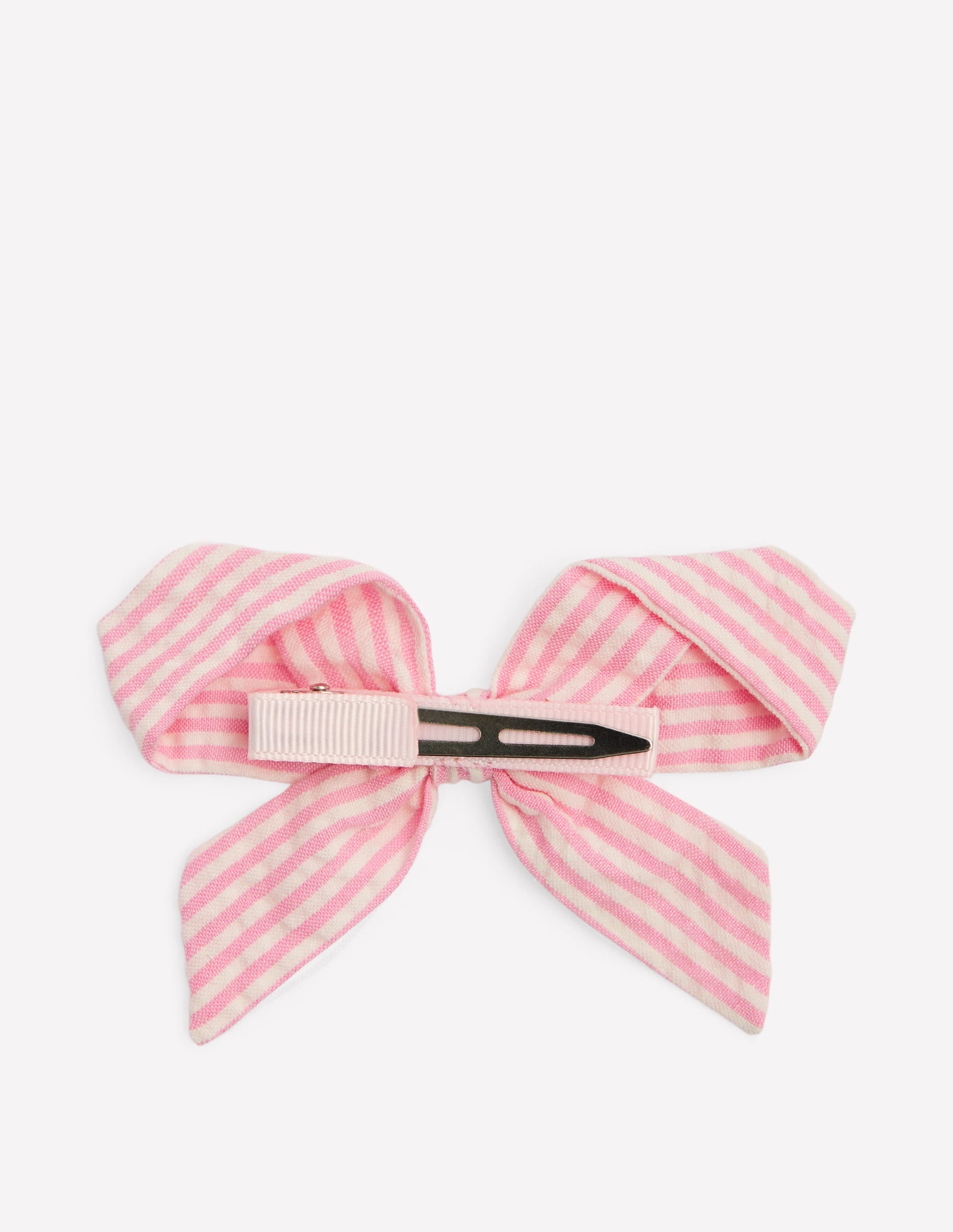Striped Hair Bow-Pink Ticking - Image 2