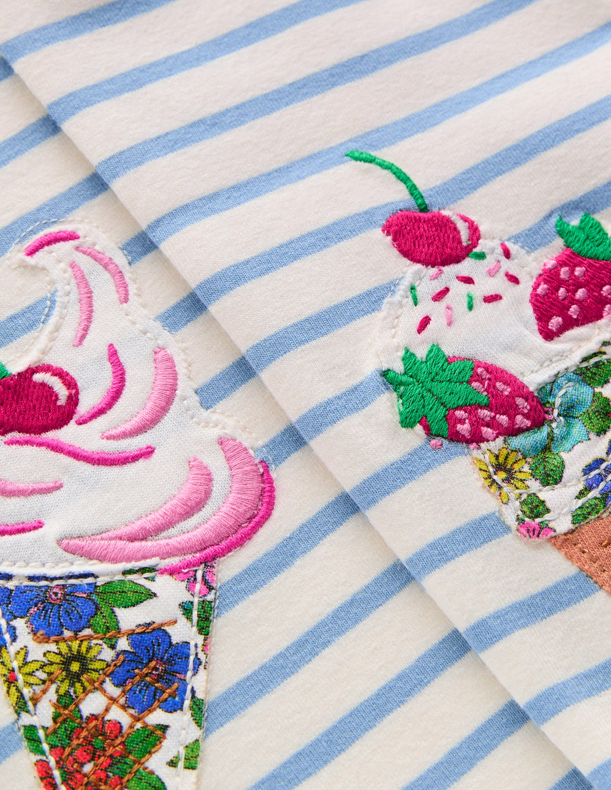 Appliqué Leggings-Vintage Blue Stripe Ice Cream - Image 3
