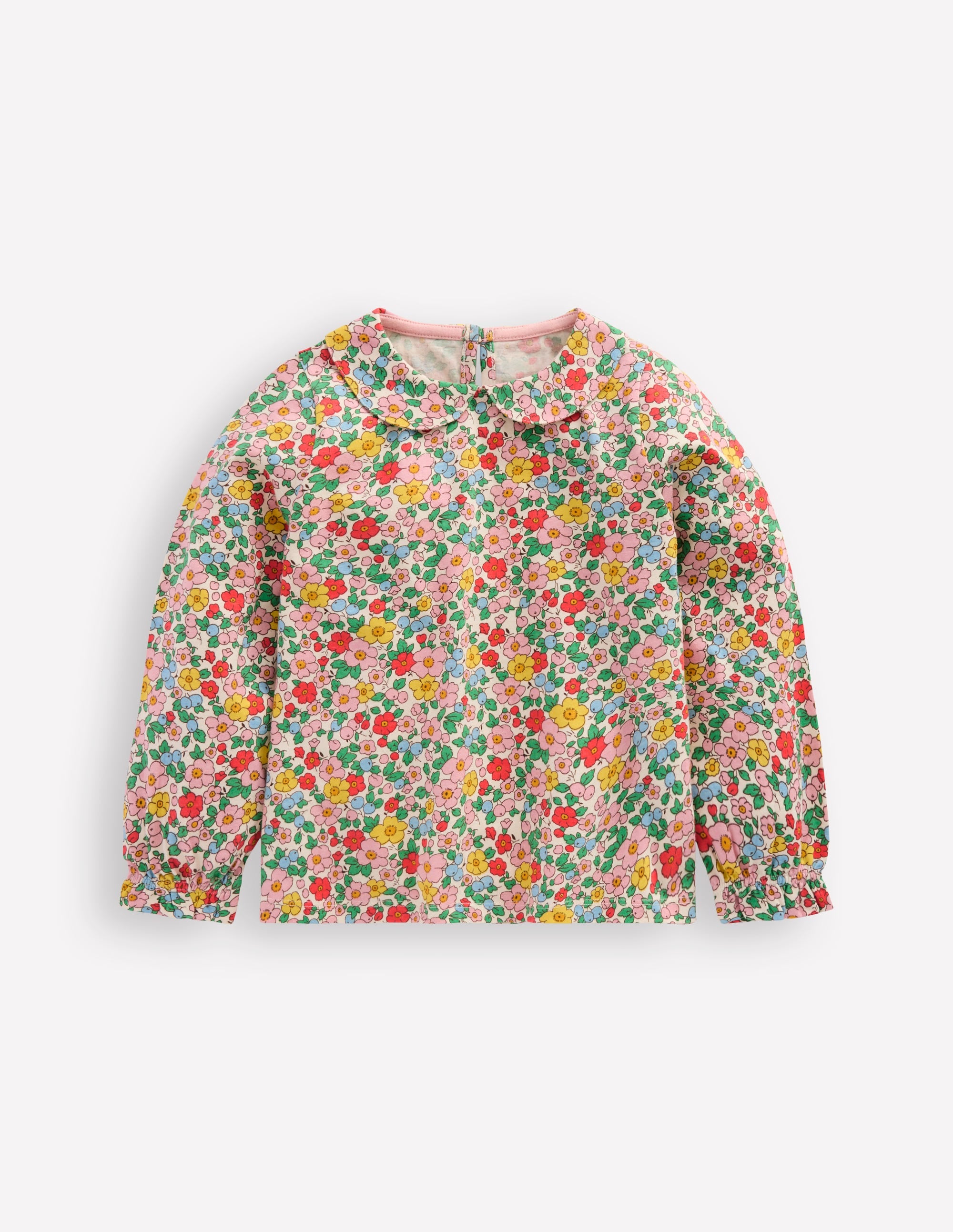 Collared Jersey Top-Vanilla Apple Blossom Floral - Image 1