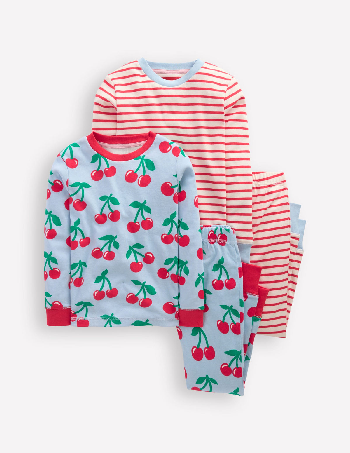 Twin Pack Snug Pajamas-Misty Blue Cherries - Image 1