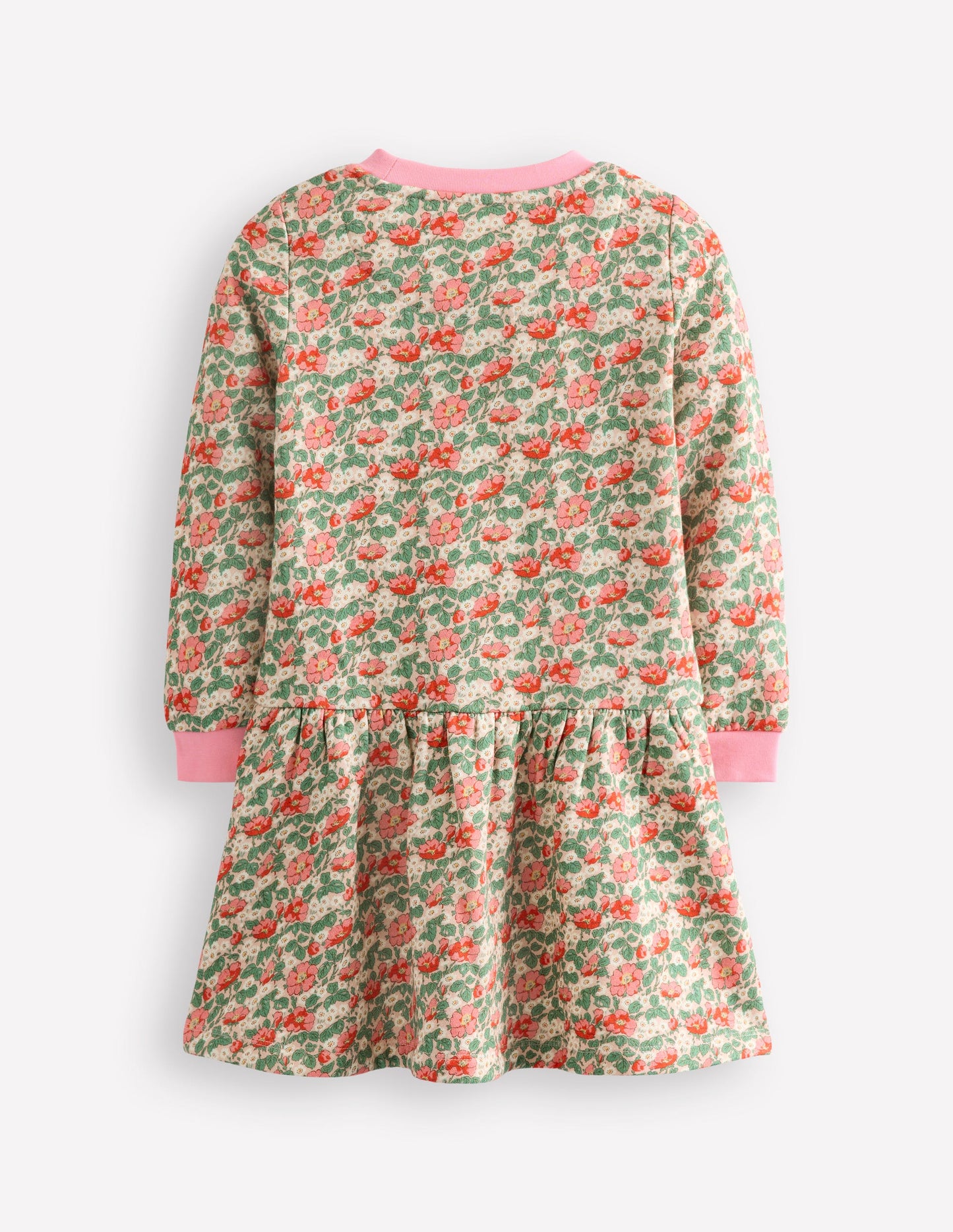 Cosy Printed Sweatshirt Dress-Chalk Pink Wild Rose