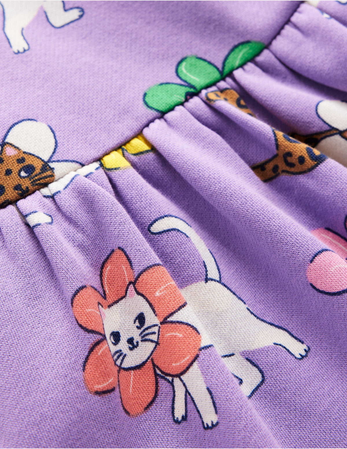 Cosy Printed Sweatshirt Dress-Aster Purple Flower Cat - Image 3