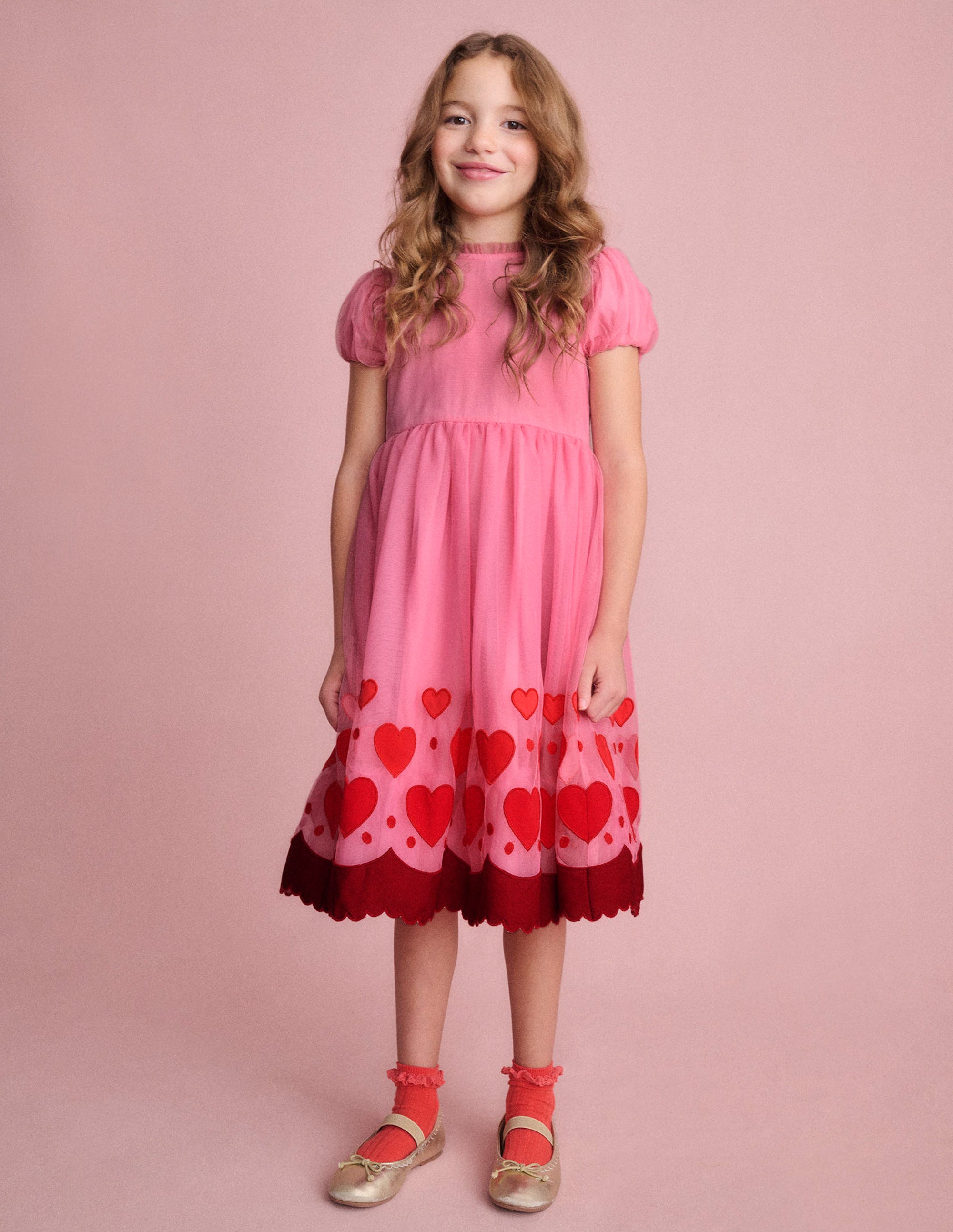 Appliqué Hem Tulle Dress-Bubblegum Pink Hearts - Image 4