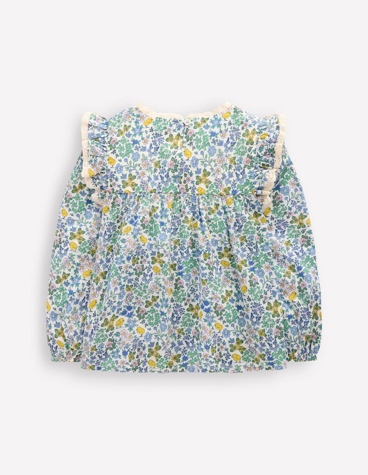 Dorothy Smocked Ruffle Blouse-Vanilla White Chick Floral - Image 2