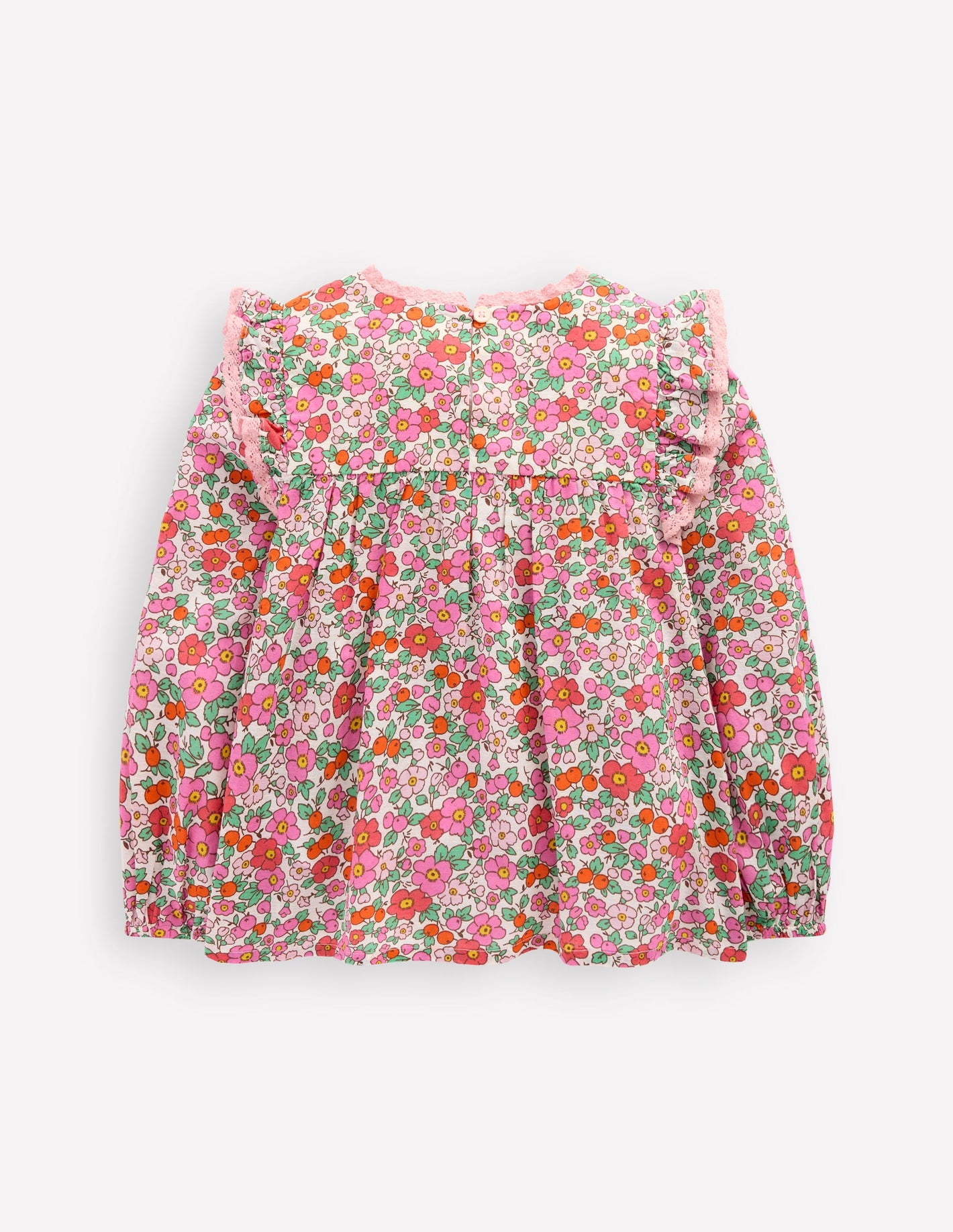 Dorothy Smocked Ruffle Blouse-Pink Apple Blossom Floral