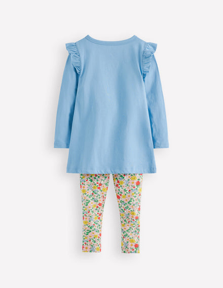 Appliqué Tunic and Legging Set-Glacier Blue Bunnies