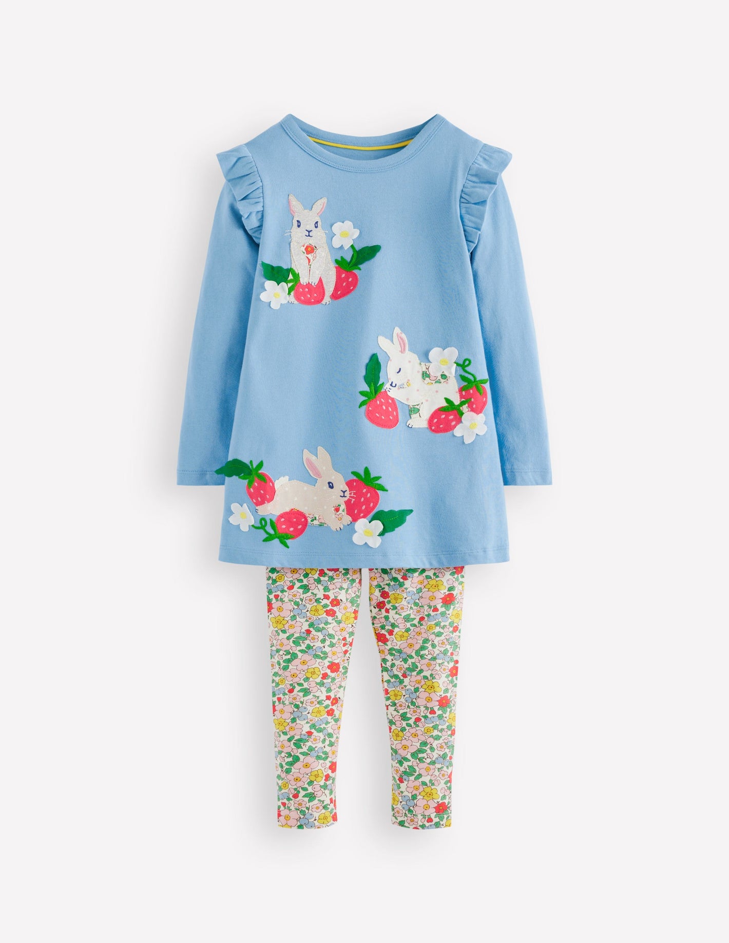 Appliqué Tunic and Legging Set-Glacier Blue Bunnies