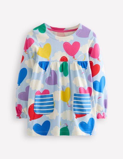 Long Sleeve Printed Tunic-Misty Blue Balloon Sky