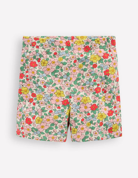 Cartwheel Shorts-Vanilla Apple Blossom Floral