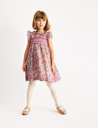 Adeline Smocked Dress-Pink Apple Blossom Floral