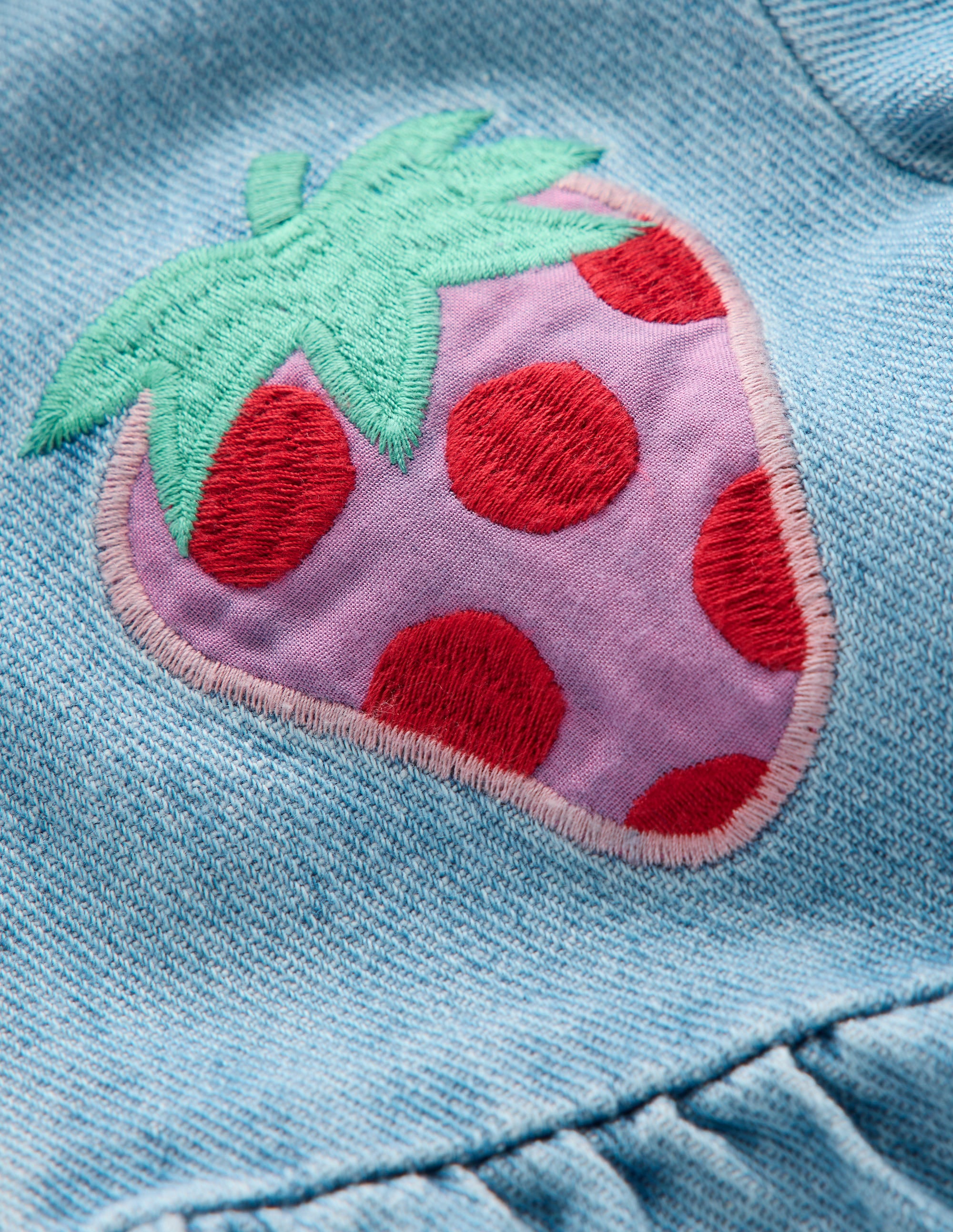 Izzy Denim Shirt Dress-Mid Vintage Denim Strawberry - Image 3