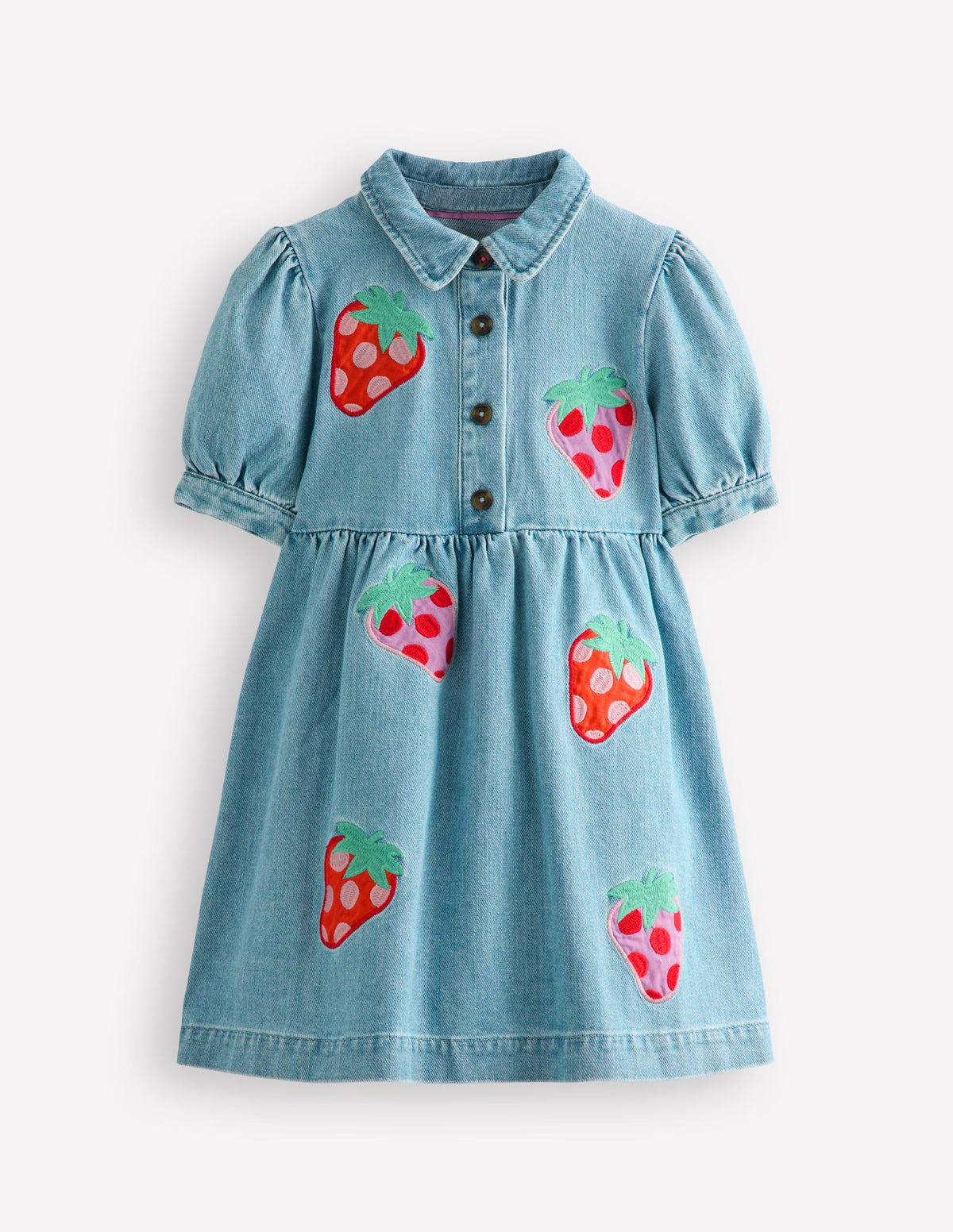 Izzy Denim Shirt Dress-Mid Vintage Denim Strawberry - Image 1