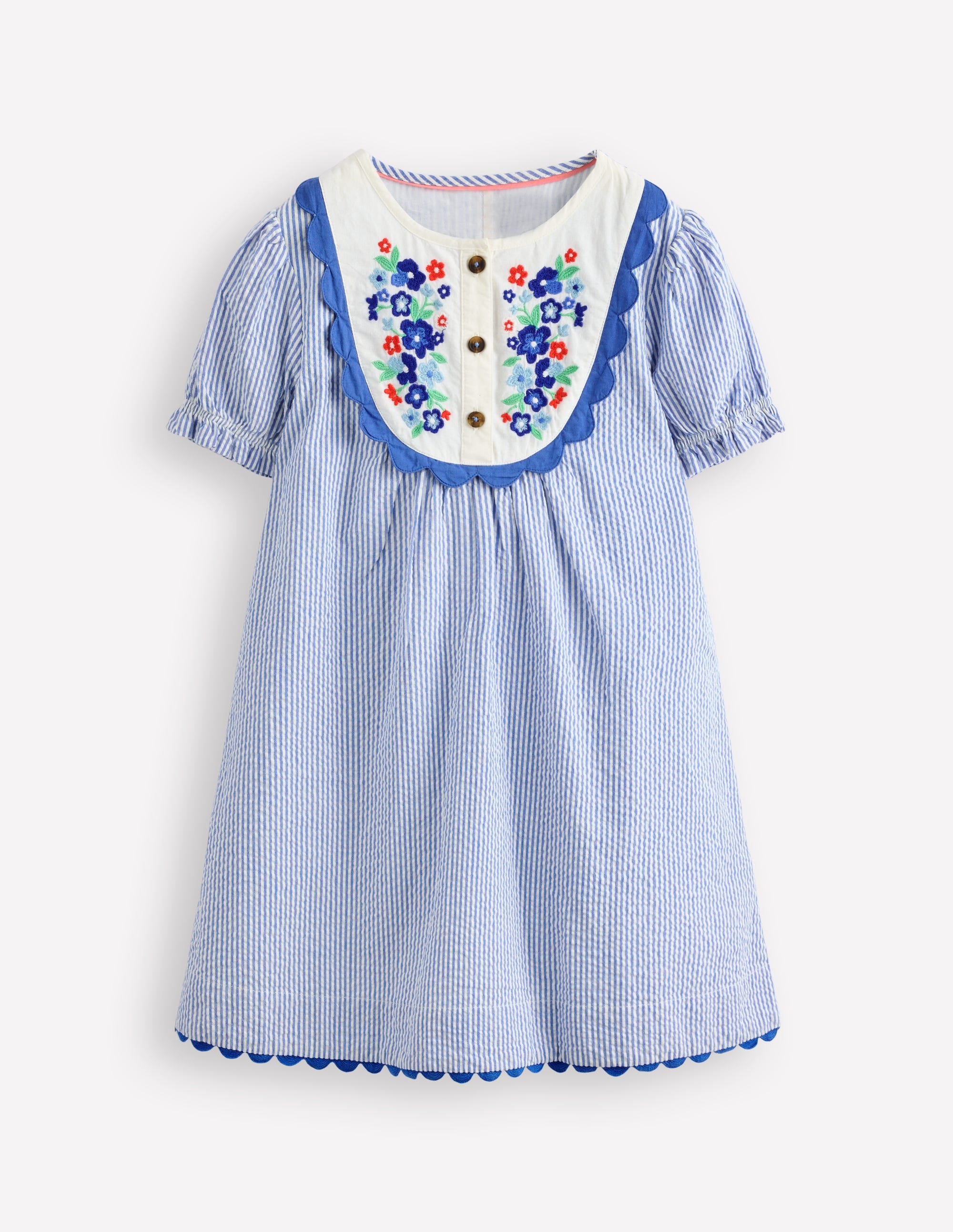 Embroidered Yoke Dress-Peacock Plume Blue - Image 1