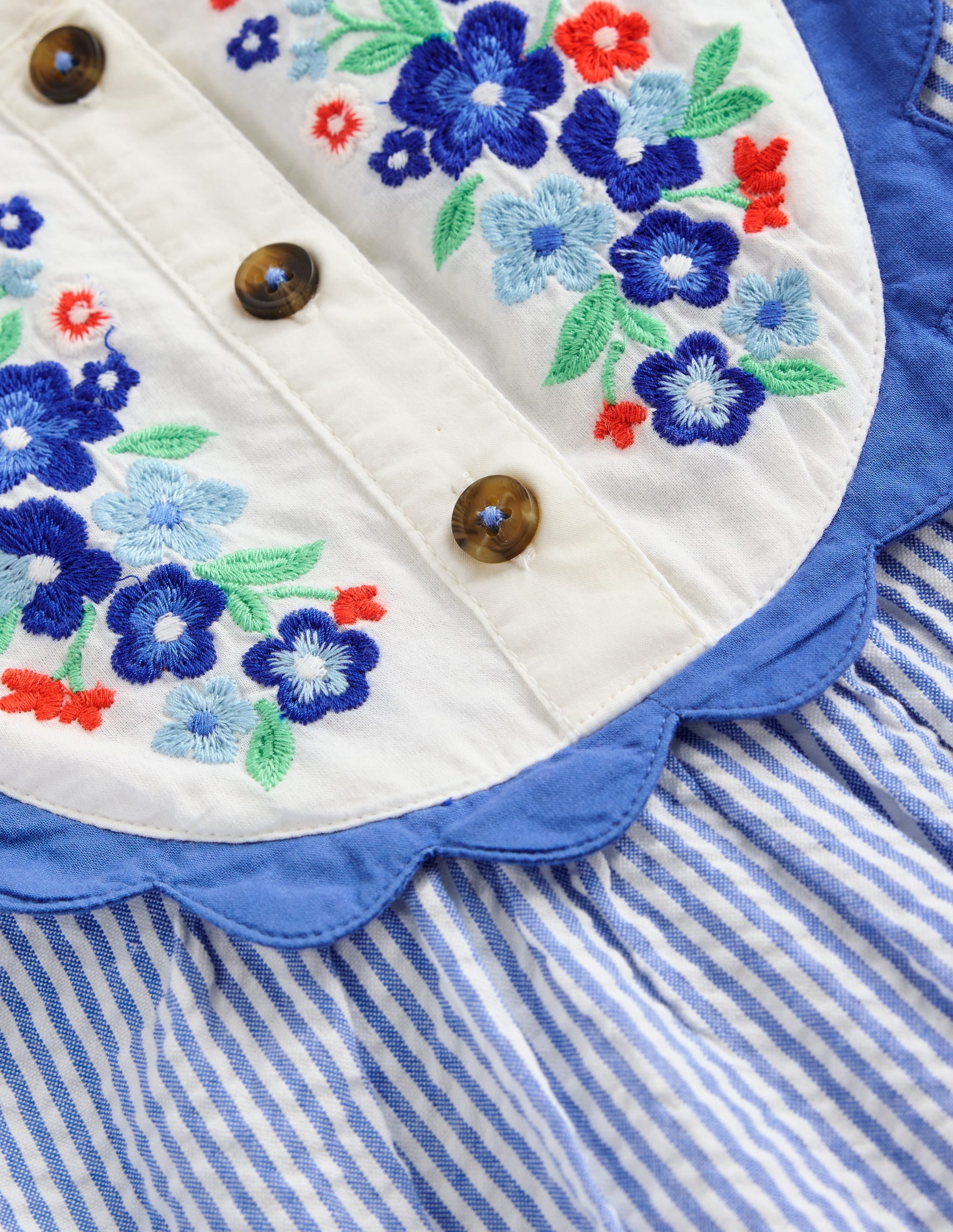 Embroidered Yoke Dress-Peacock Plume Blue - Image 3
