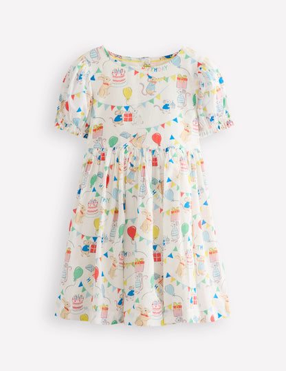 Madeline Woven Dress-Birthday Print