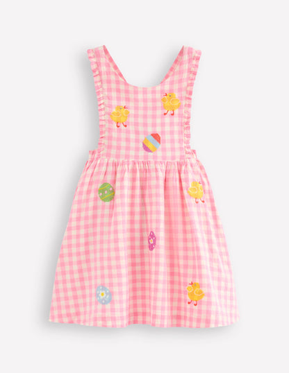 Gladys Pinafore Dress-Pink Gingham Easter