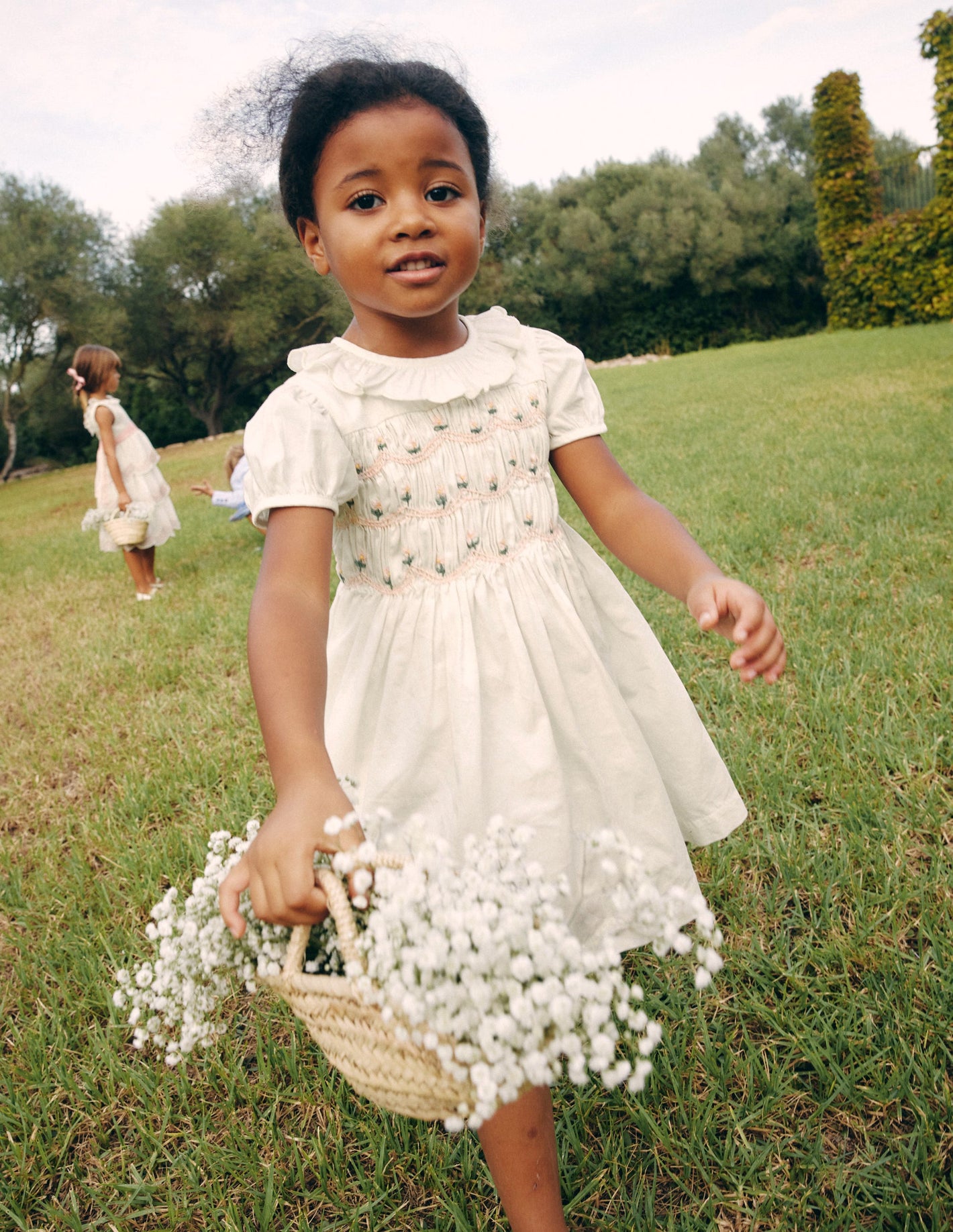 Occasion Smocked Dress-Ivory