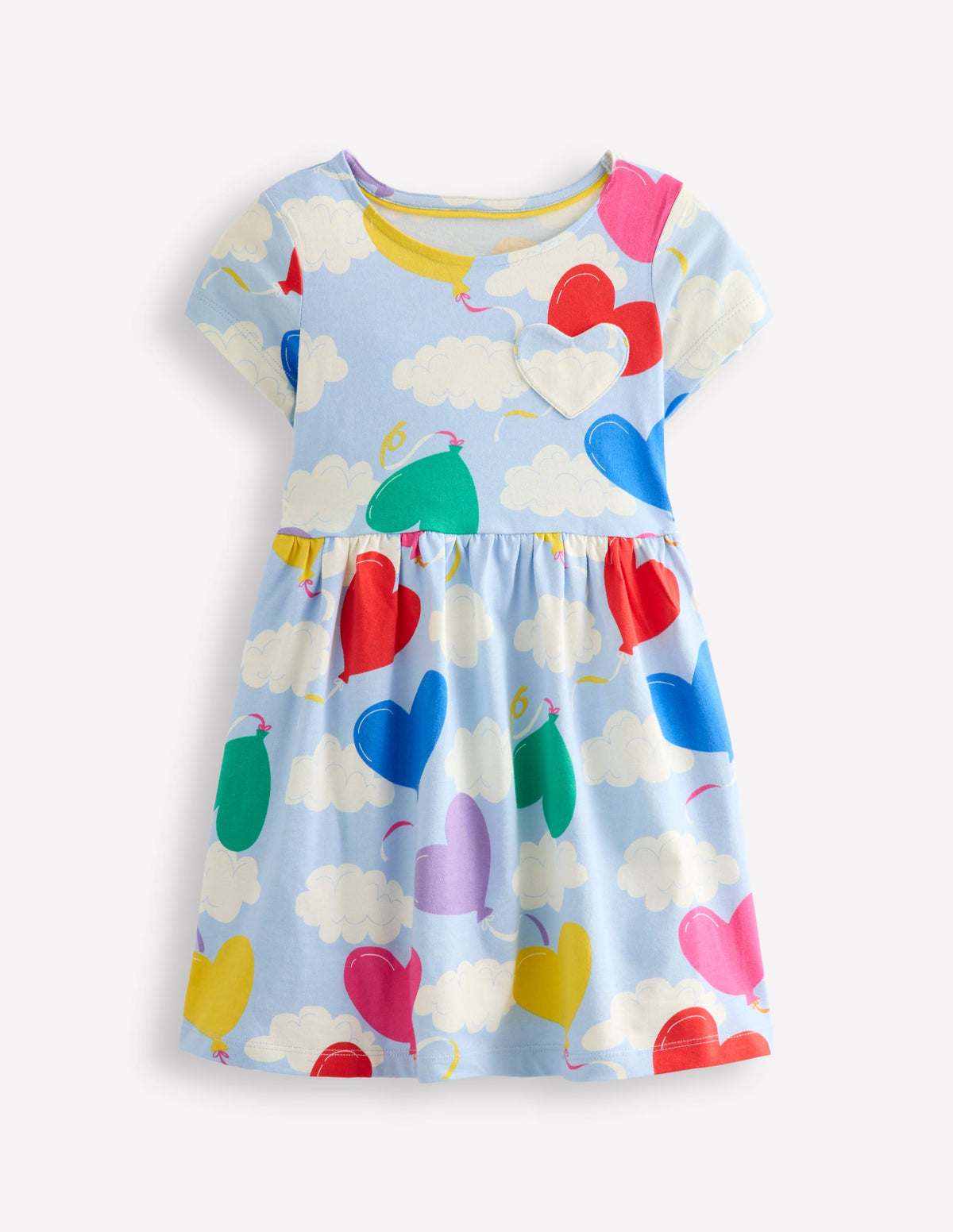 Heart Pocket Fun Jersey Dress-Balloon Clouds - Image 1