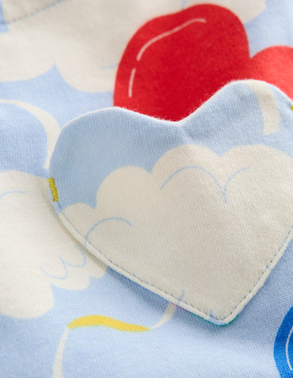 Heart Pocket Fun Jersey Dress-Balloon Clouds