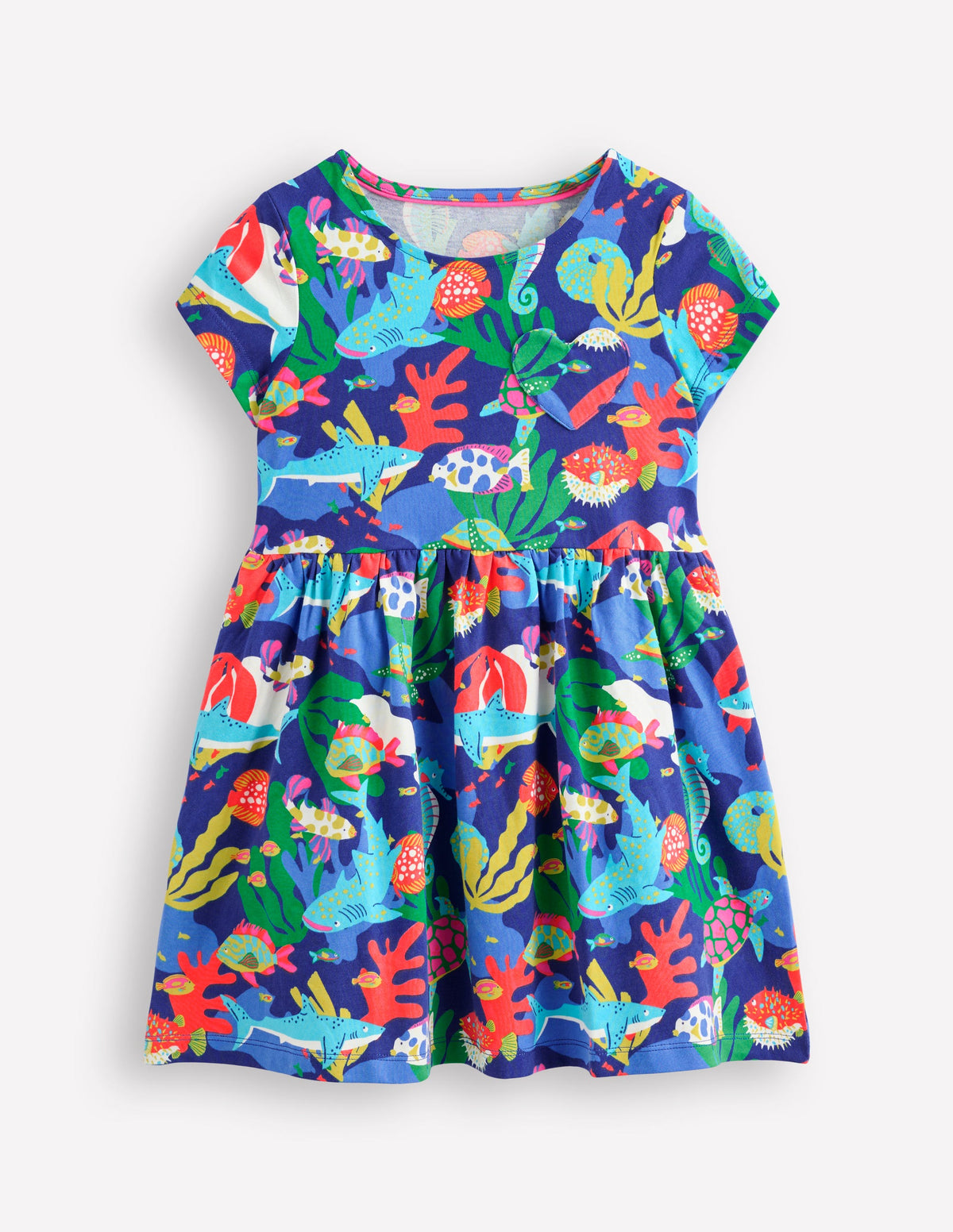 Heart Pocket Fun Jersey Dress-Multi Coral Reef - Image 1