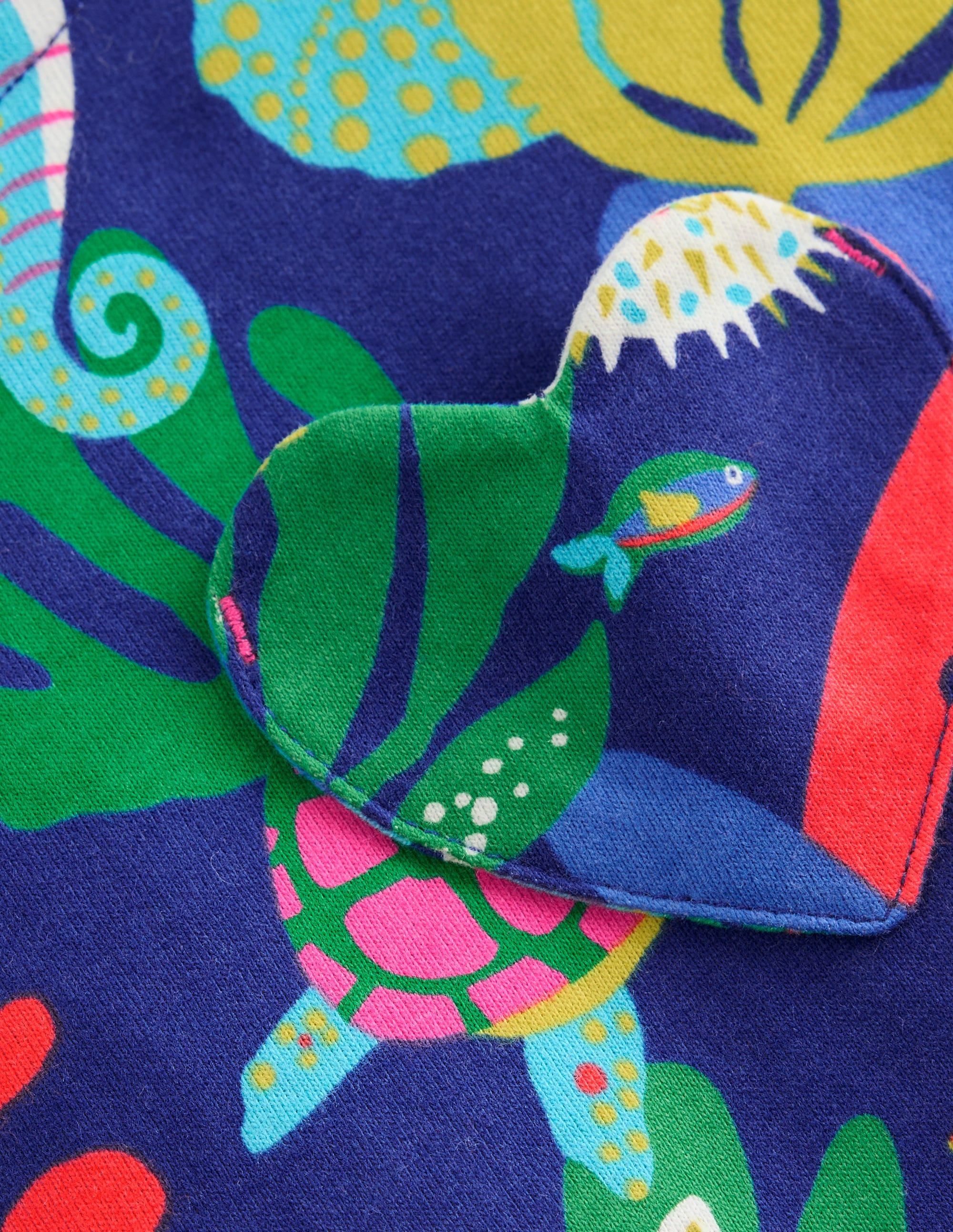 Heart Pocket Fun Jersey Dress-Multi Coral Reef - Image 3
