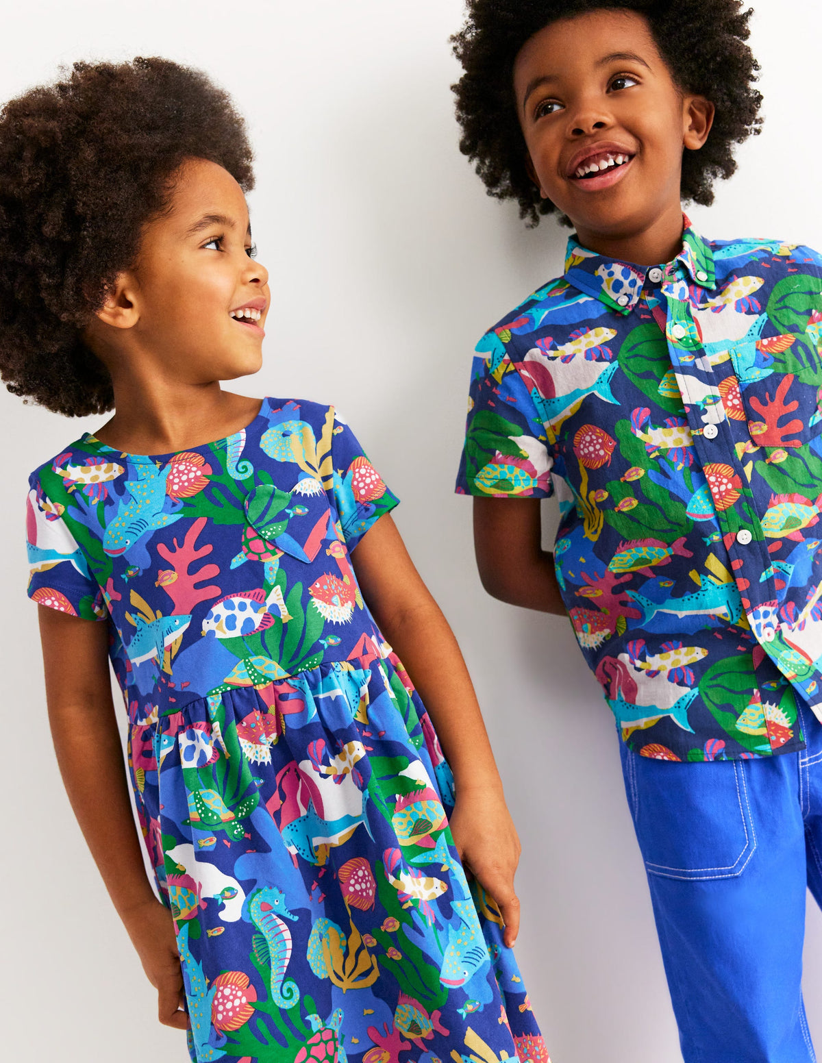 Heart Pocket Fun Jersey Dress-Multi Coral Reef - Image 4