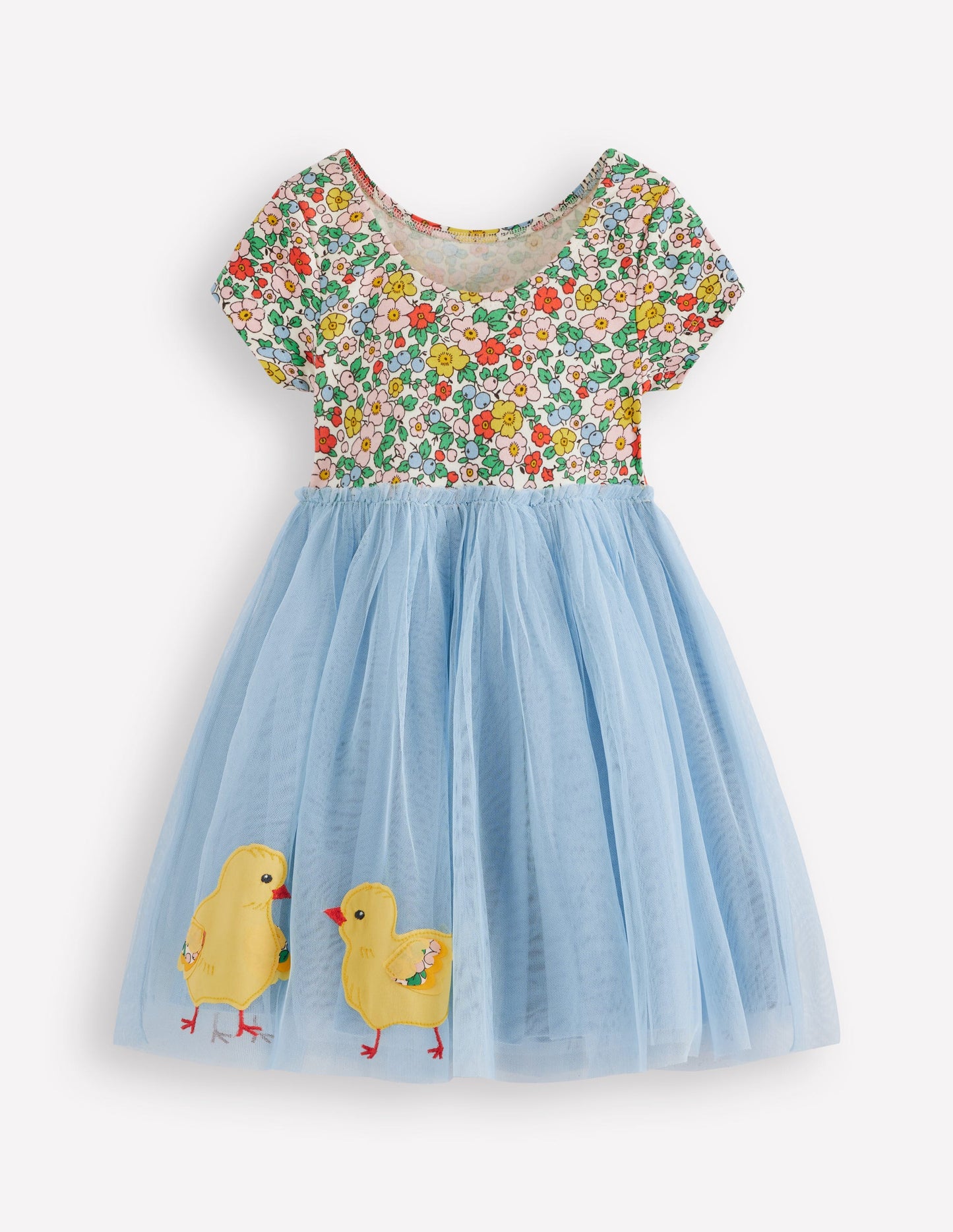 Ami Applique Tulle Dress-Pale Blue Horses