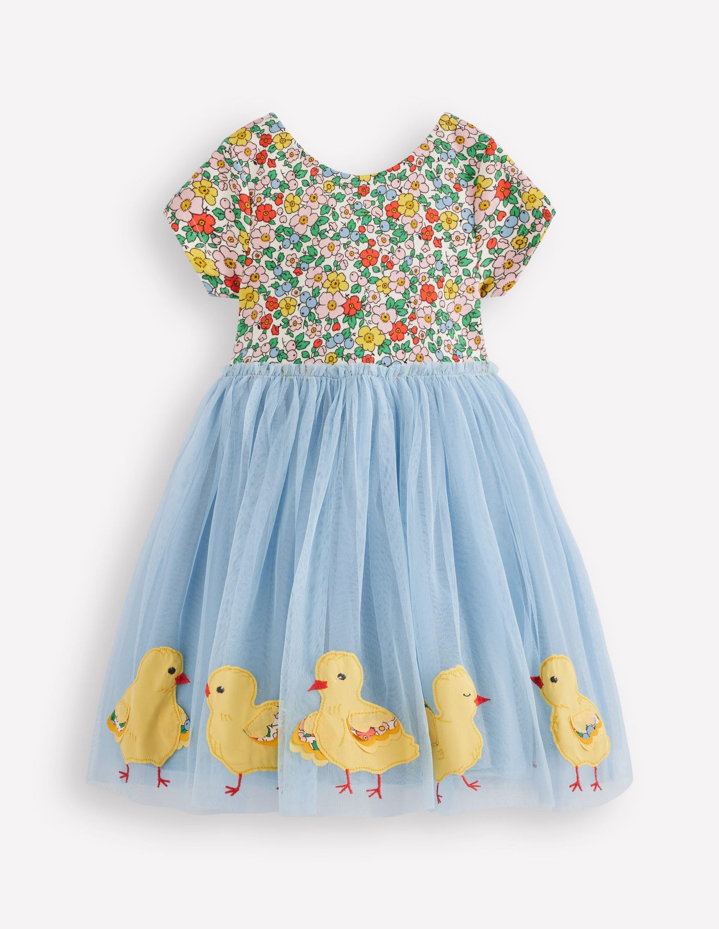 Ami Applique Tulle Dress-Pale Blue Horses