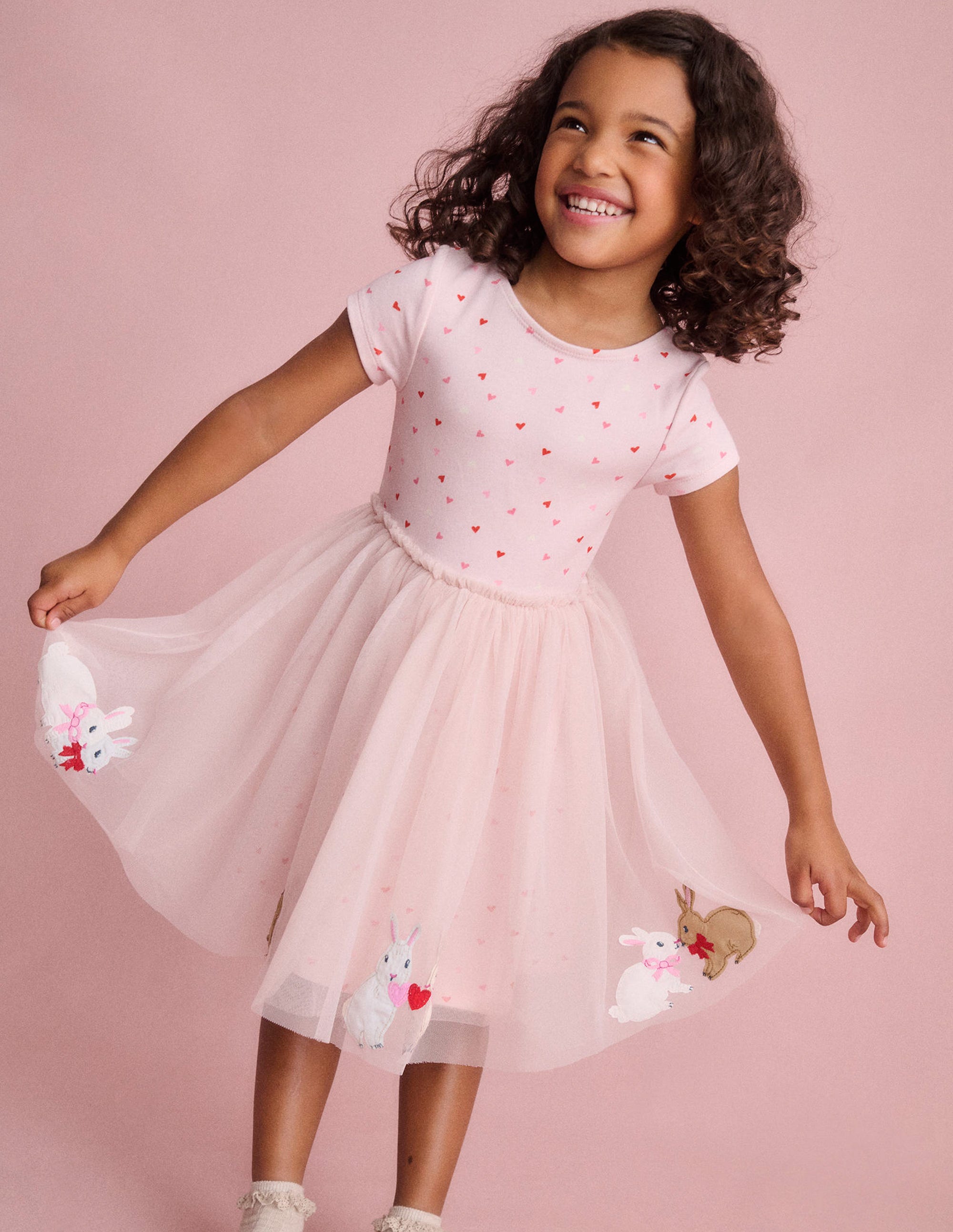 Ami Applique Tulle Dress-Chalk Pink Bunnies - Image 4