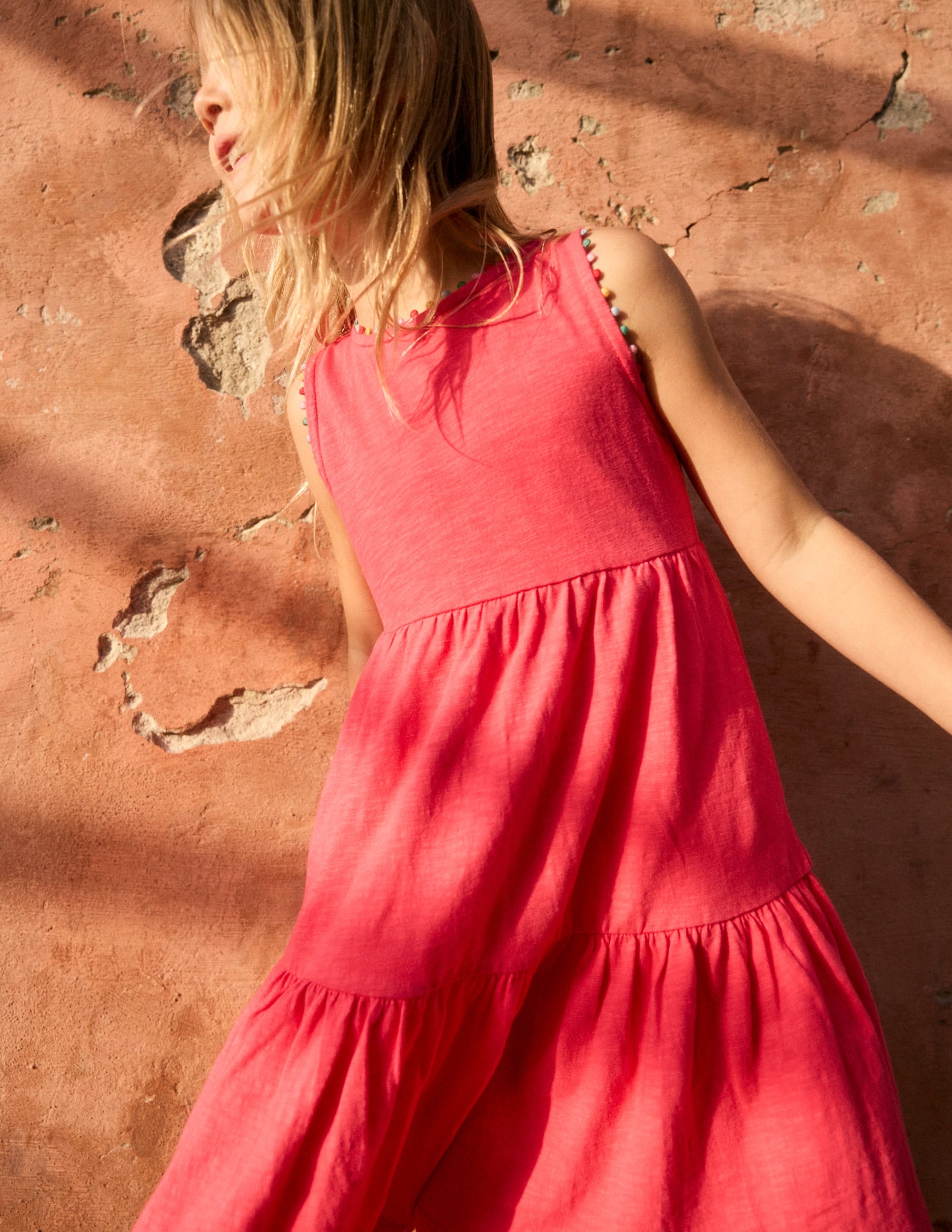 Ali Pom Trim Jersey Dress-Fandango Pink - Image 6