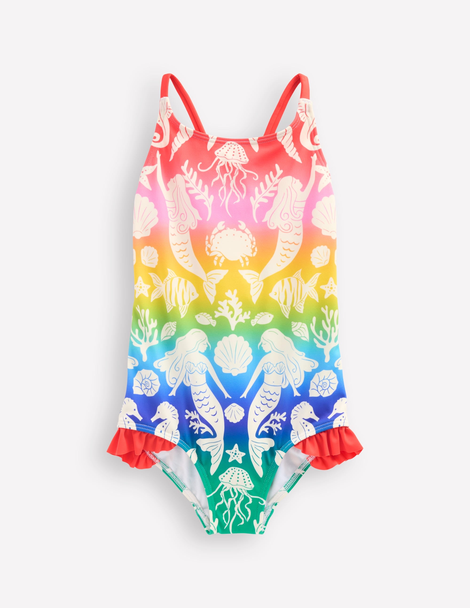 Pretty Cross-Back Swimsuit-Pink Ombre Mermaids - Image 1